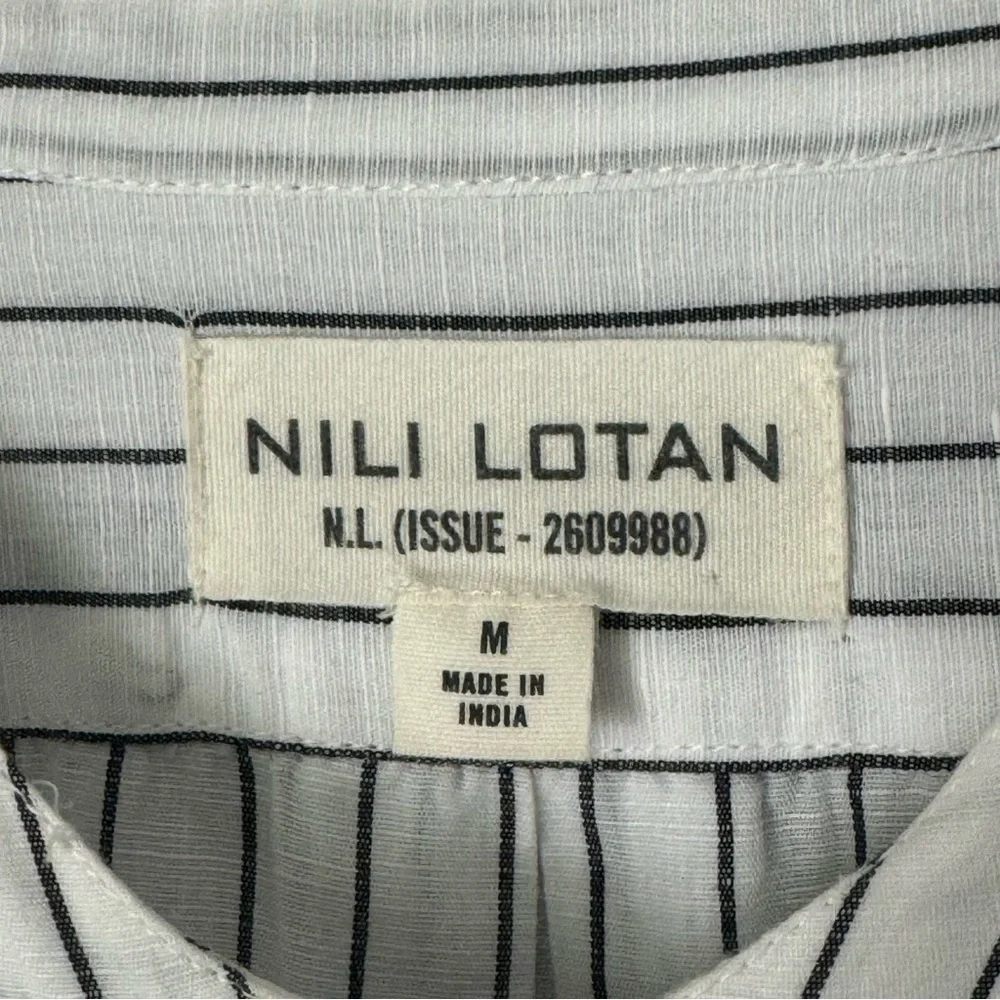 NILI LOTAN Loria Tunic Shirt Dress WITH ORIGINAL TAG Linen Cotton Stripe Size M - Picture 6 of 16